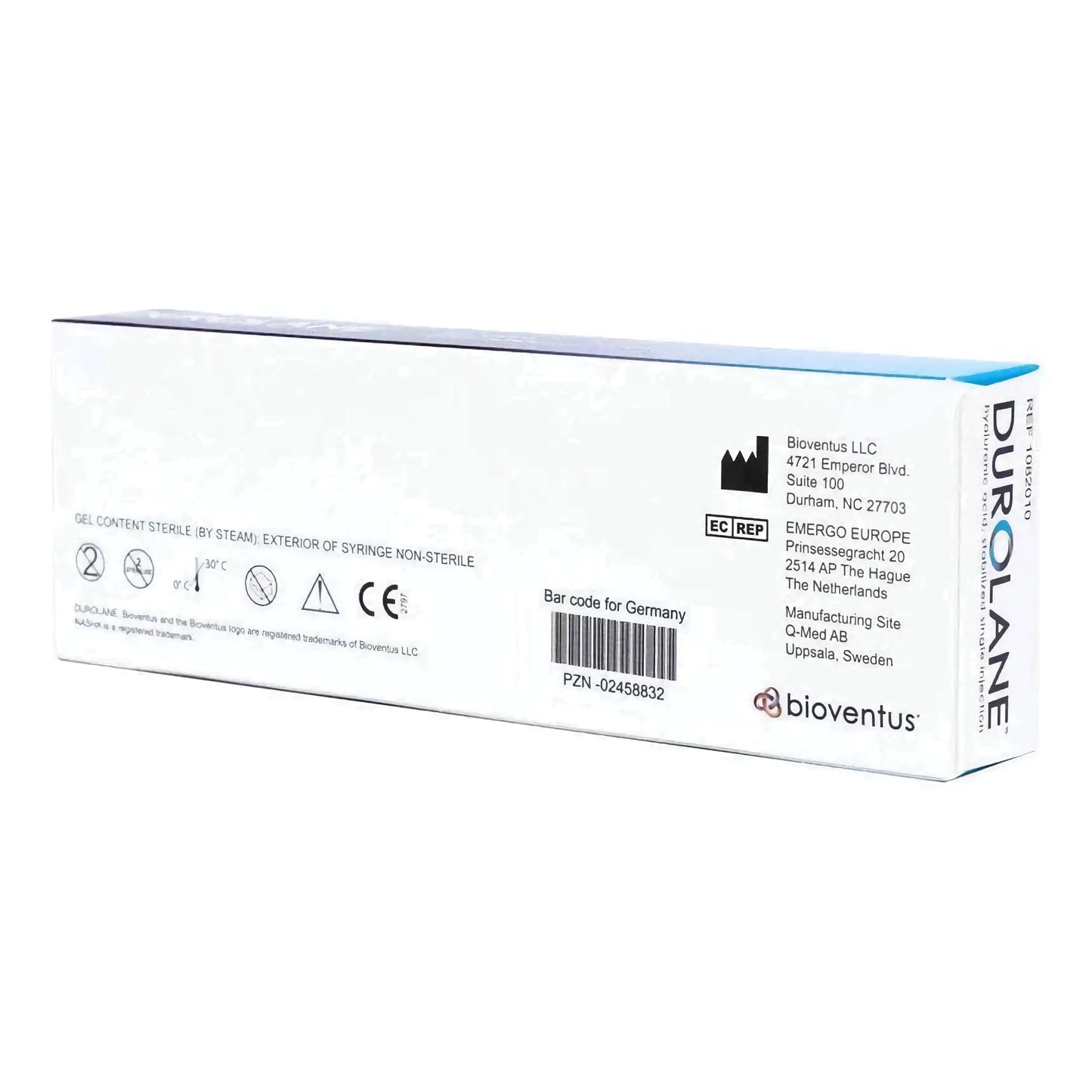Bioventus Durolane Gelenkspritze mit 60mg Hyaluronsäure in 3ml Verpackung für Gelenkbehandlung