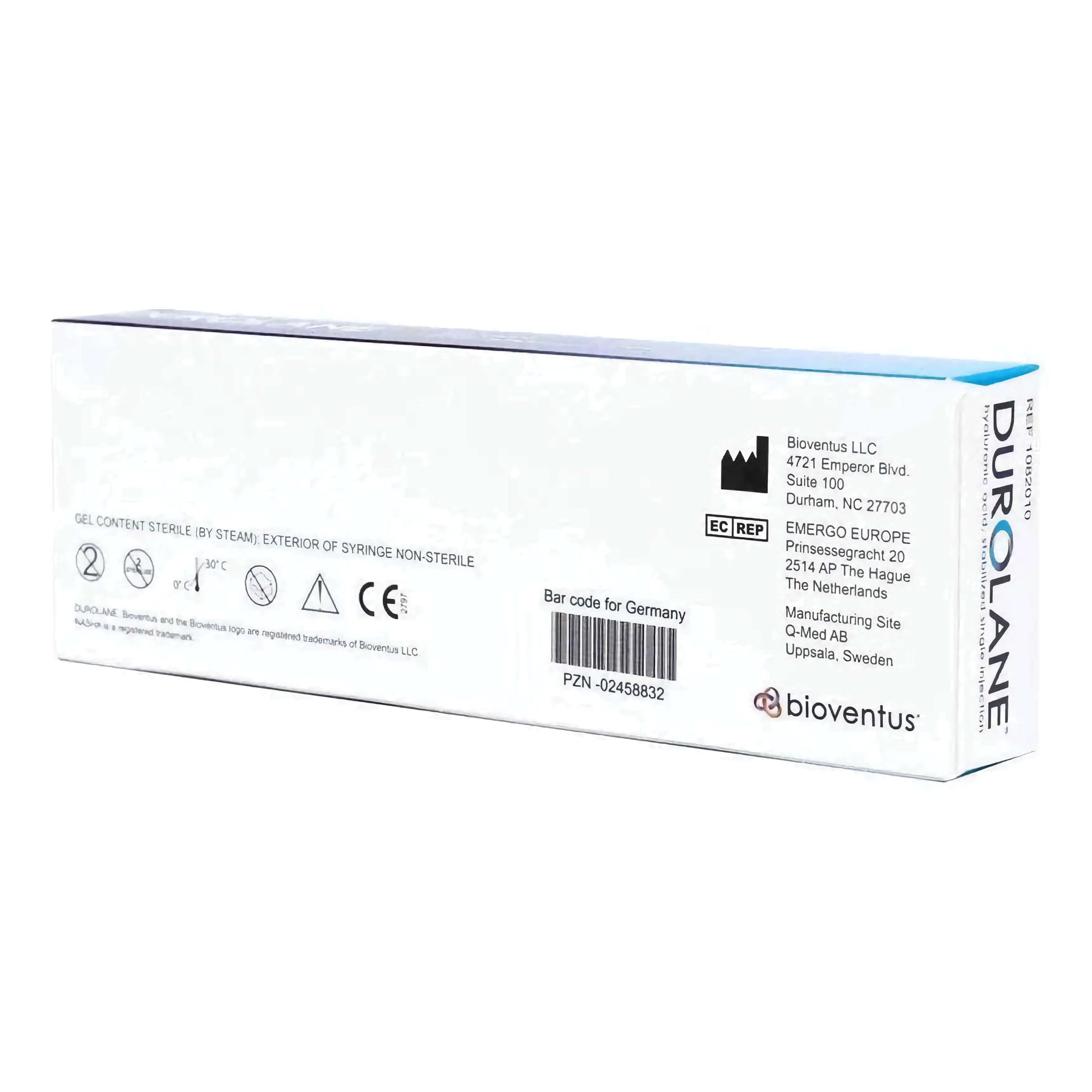 Bioventus Durolane Gelenkspritze mit 60mg Hyaluronsäure in 3ml Verpackung für Gelenkbehandlung