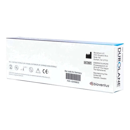 Bioventus Durolane Gelenkspritze mit 60mg Hyaluronsäure in 3ml Verpackung für Gelenkbehandlung
