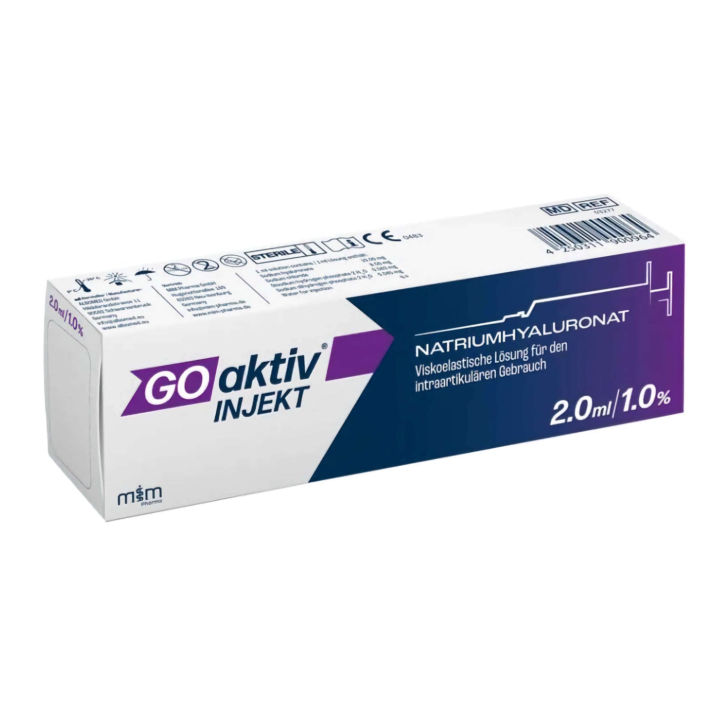 Gelenkspritze mit 2ml Hyaluronsäure von GOaktiv Injekt, sterile Einzeldosis für Gelenkinjektionen bei Arthrose.