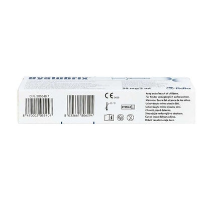 Hyalubrix Gelenkspritze mit 30 mg Hyaluronsäure in 2 ml, hochkonzentriert, von Fidia Pharma für Gelenkunterstützung