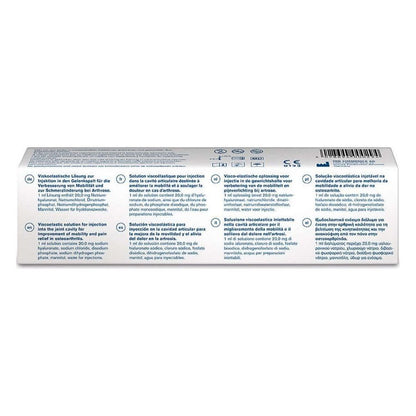 Ostenil Plus Gelenkspritze mit 40mg Hyaluronsäure in 2ml Verpackung, hergestellt von TRB Chemedica AG