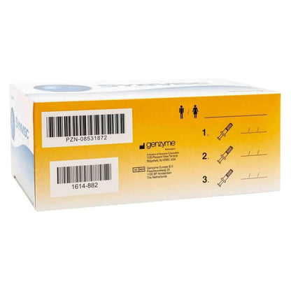 Drei Sanofi-Aventis Synvisc 16 mg 2 ml Hyaluronsäure-Injektionen für Kniearthrose in Fertigspritzen, 3 Stück.
