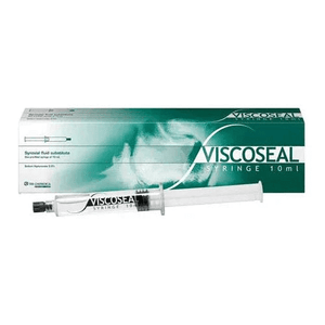 Viscoseal 50mg/10ml Hyaluronsäure Gelenkspritze von TRB Chemedica AG für Adhäsionsprophylaxe, klare Spritze mit Inhalt